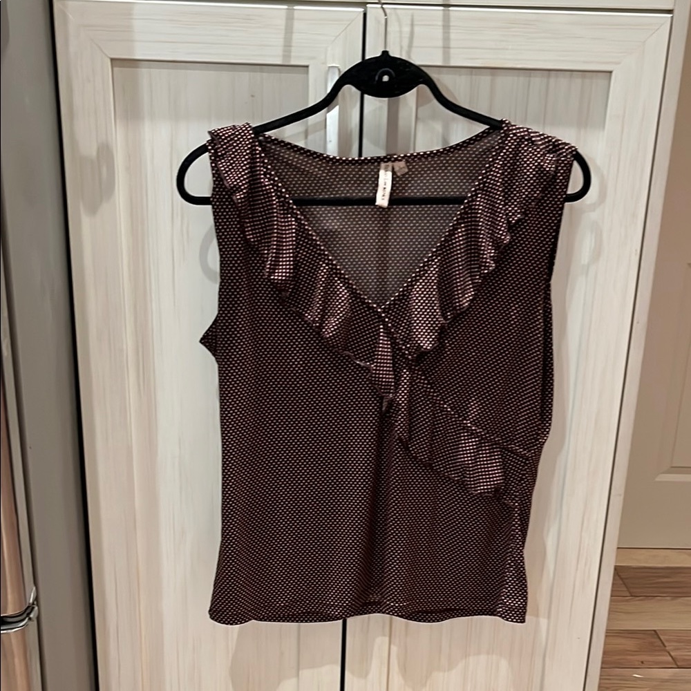 Polka Dot Ruffle Sleeveless Top